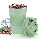 Aolieh Taza de Viaje, Taza de Café Aislada, Taza de Viaje de Doble Pared, Aislamiento al Vacío, Acero Inoxidable con Tapa a Prueba de Fugas, Taza Reutilizable Ecológica para Café, té y Cerveza