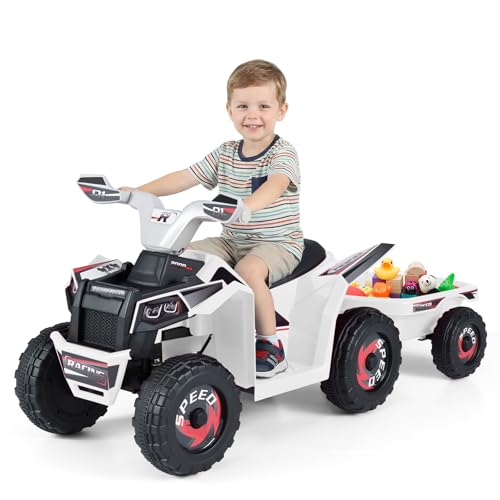 Costzon Kids ATV With Trailer Rose Red