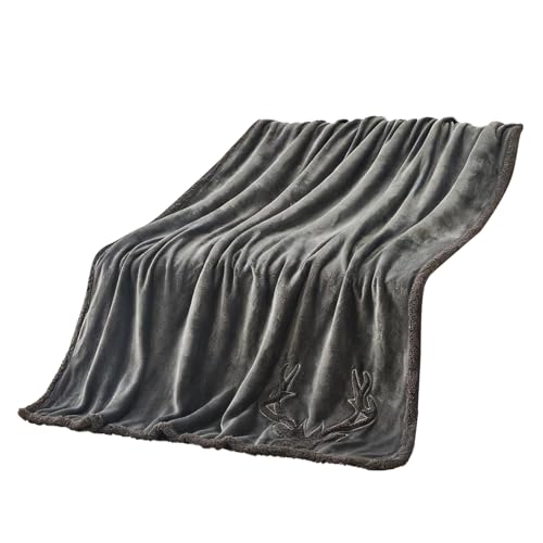 Plaid navideño – Doble capa para decoración casa y , manta suave y cálida con alce – Para sofá, dormitorio, oficina, escuela, hotel, niños y adultos