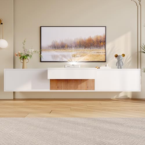 SACOOL 180 x 34 x 30 cm. Mueble de TV moderno, soporte de TV, panel de TV, soporte de TV más bajo. Diseño único, puede sostener un proyector.