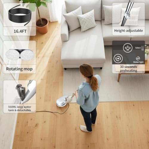 PUREBEAR 300°F Scrub & Steam Mop, Steam Cleaner With 3 Steam Settings by PUREBEAR - Used condition - Image 7