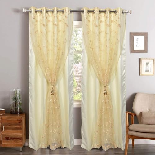 Image of 2 in1 Blackout and Velvet (Parent) (Ivory Blackout + Bellissima Gold, Tall Door (8 ft x 4.5 ft), Blackout)