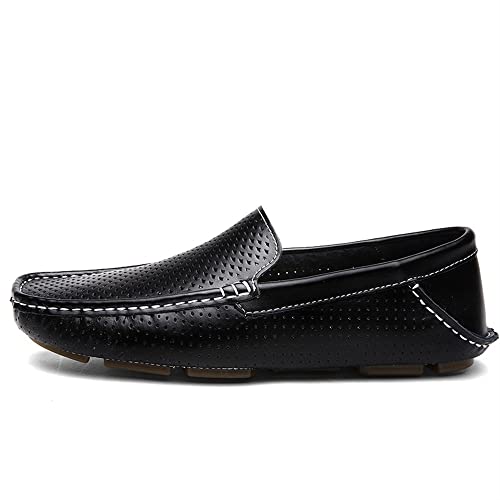 Mens Loafers Round Toe Moccasins Shoes Simple Leather Flexible Anti-Slip Resistant Classic Slip On3