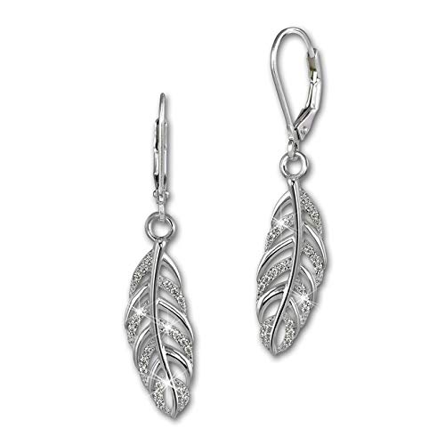 SilberDream SDO4289W Boucles d'oreilles pendantes avec plume En argent 925 et zircones blanches Cover