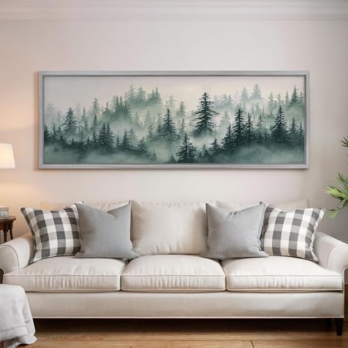 Tableau forêt au-dessus du lit | Déco panoramique pour chambre