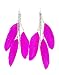 New Pair of Hot Pink (Fuscia) Three Feather Earrings with Rinestones