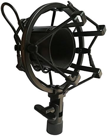 Universal Microphone Shock Mount for Standard Condenser Mic, Gulee Adjustable Anti Vibration Metal Shockmount Mic Holder Clip Clamp with 5/8" Screw Adapter for [48MM-54mm] Microphone [Durable]
