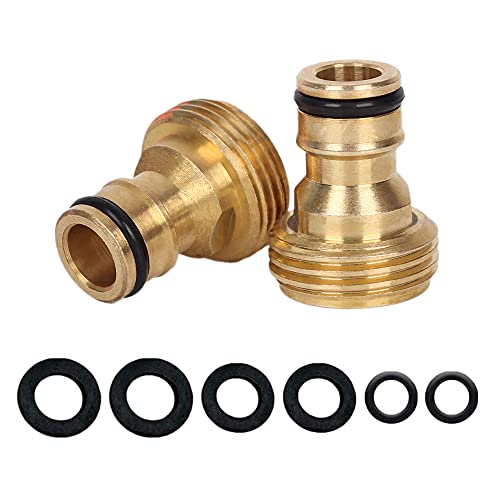 2 Pack Brass Garden Hose Tap Connector,3/4 inch Brass Male Threaded Tap Connector for Hose Pipe,Copper 3/4 BSP Hose Connector Male Watering Fittings for Threaded Faucet Adapter Quick Connector