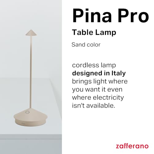 Zafferano, Pina Pro Lamp, Rechargeable Cordless Table Lamp with Touch Controls, Suitable for Indoor and Outdoor, Dimmer, 2200-3000 K, Height 11.4 Inches, Sand Color by Zafferano - Used condition - Image 2