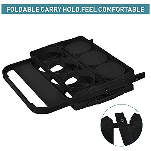 Elesunory Plastic Portable Cup Holder, Foldable Cup Holder With Handle, 6-Holes Drink Carrier Foldable, Great For Eats Doordash Uber Car Drivers(Black) #TOP2