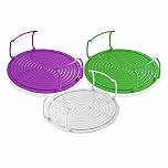 Microwave Oven Tray Plate Holder Stacker Rack Hot Food Plates And Dishes Separators With Handle 4 In 1 Anti Slip Steaming Baking Double Tier Folding Support Stand Layered Cooking Organiser Lid (1 Pc)