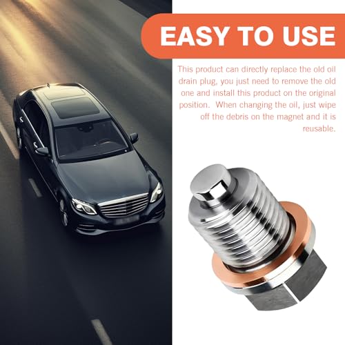 Image of M16 x 1.5 Magnetic Oil Drain Plug, Magnetic Stainless Steel Oil Pan Drain Nut Bolt with 5 PCS Copper Crush Washer Anti Leakage, Universal Leak-proof Replacement,Fits Most Cars, Motorcycles, Boats