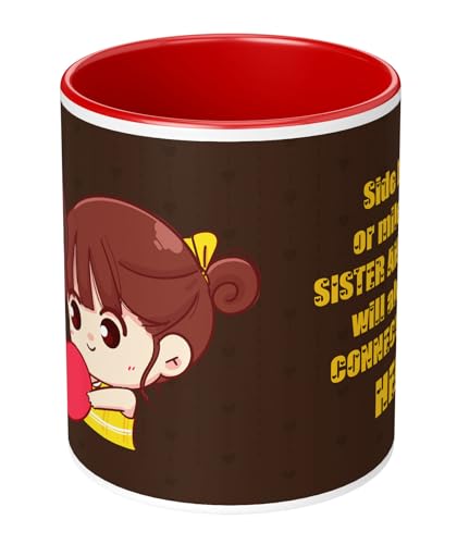 Image of Raksha Bandhan Gifts Printed Mug with Keychain Best Rakhi Combo Gift for Brother & Sister Rakshabandhan Return Gifts for Sister White 350ml Coffee Mug(Pack of 5)(Combo Set)(RMCKRCG509)