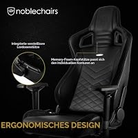 noblechairs EPIC Gaming Stuhl - Bürostuhl - Schreibtischstuhl - PU-Kunstleder - Schwarz – Ansicht 4