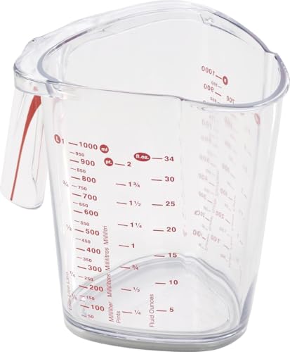 Leifheit Messbecher 1L, mit mehrsprachigen Messskalen für Mehl, Zucker und Flüssigkeiten, gummierter Boden, spülmaschinengeeignet, ideal zum Backen und Kochen, measuring cup, Messkanne