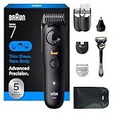 Braun All-in-One Series 7 Trimmer Kit, 40 Lengths, Lifetime Sharp Metal Blade, AIO 7530, Matte Black
