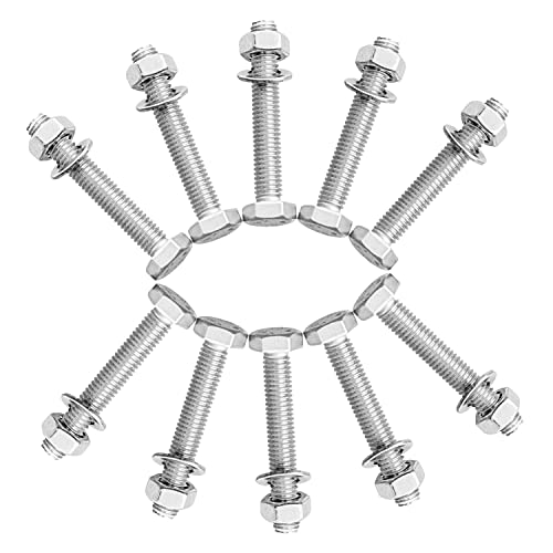 Image of 10 Pcs SUS304 M4 x 35mm Hex Head Bolts Screws, Strength Grade A2-70 (Grade 5.8), Fully Threaded Plain Finish