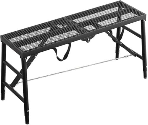 Adjustable Black Carbon Steel Scaffolding Ladder, Anti-Slip Work Platform for Painters, Durable Scaffold Workbench, 180x30cm (70.9x11.8) for Stairwell Mural Projects