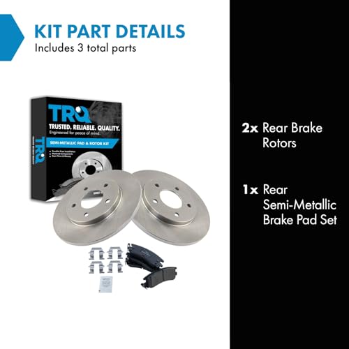 Image of TRQ Rear Brake Pad and Rotor Set Semi Metallic Vented Rotors | For 1995-1999 Chevrolet Lumina Monte Carlo