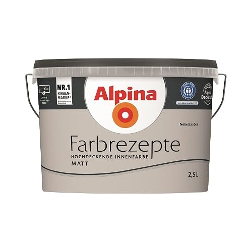 Alpina Farbrezepte Innenfarbe Wandfarbe matt, 2,5 L Nebelzauber, Grau