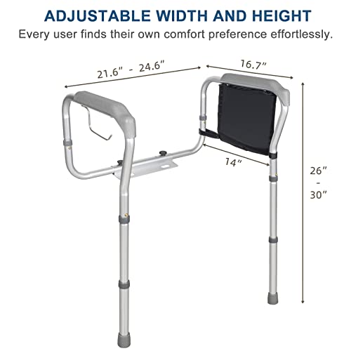 Toilet Safety Rails For Elderly, Hepo Handicap Toilet Frame With Handles And Storage Bag, Adjustable Height And Width For Bathroom Toilet Seat, Safety Assist Frame With Grab Bar For Senior Disabled #TOP1