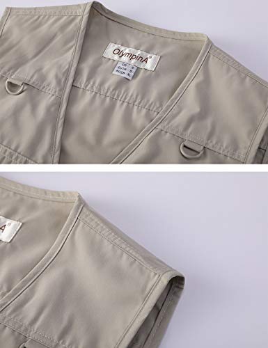 Gihuo Men's Summer Cotton Leisure Outdoor Pockets Fish Photo Journalist Vest Plus Size (X-Large, Beige) #TOP2