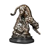 Poids : 6,5 kg Home Decoration Statues pour la décoration intérieure Figurines Sculpture de panthère Statue de léopard en Bronze coulé à Chaud Base en marbre Art Moderne pour Accessoires de décoration intérieure