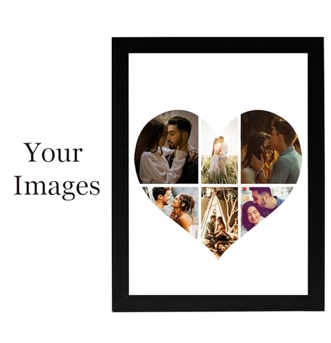Image of Customized Heart Collage Photo Frame - Personalized Gift for Anniversary, Valentine's Day & Special Person - Personalized Photo Gift for Loved Ones -8x10 Inch