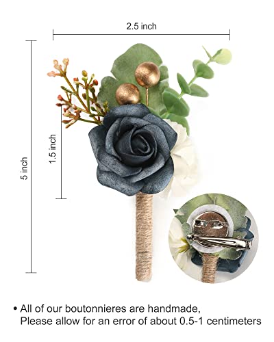 Foam Rose Boutonniere For Men Wedding Prom Artificial Silk Corsage With Pins And Clips, 6 Set For Best Man Bridesmaids Groom Groomsmen Ceremony Party Anniversary Accessories Man Suit Decoration #TOP5
