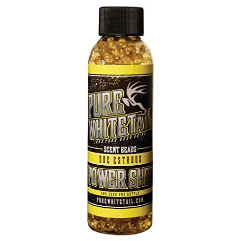 Pure Whitetail | Power Shot Estrous Doe Scent | Time Releasing Scent Beads | Fresh 100% Pure Estrous Urine from One Doe in Heat | Mock Scrape Scent | 4 oz Bottle Cover