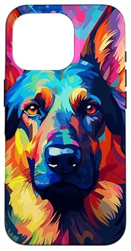 Colorful Splash Art German Shepherd Portrait Case for iPhone 16 Pro