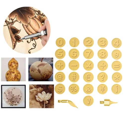 DIY Wood/Leather Burning Set + 26 Letters Copper Mold, DIY Wood Burning/Carving Set Letter Soldering Iron DIY Tools, Wood Craft DIY Embossing Carving Wood Burning Kit (Soldering iron + 26 letters)