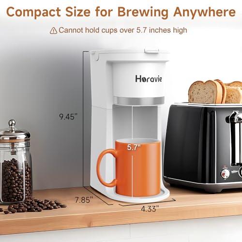 Image of Small Single Serve Coffee Maker, One Cup Coffee Machine for K-Cup & Grounds | Portable Pod Coffee Maker, Fast Brew, 6 to 12 oz. Brew Sizes, One Button Design, Easy for Elder to Use, Space Saving, Black