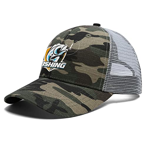 Baseballkappe für Herren und Damen, klassisch, verstellbar, einfarbig, Einheitsgröße, ideal für den täglichen Gebrauch, 05. Camouflage-Bass, Einheitsgröße