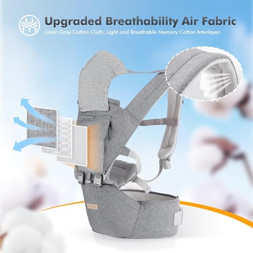 Babytrage Neugeborene ab Geburt 9-in-1 Babytrage Ergonomische Kindertrage mit M-Sitz, verstellbarer Gürter, Atmungsaktiv, perfekt Baby Tragegurt für Reisen, Spaziergänge, geeignet für 3–36 Monate
