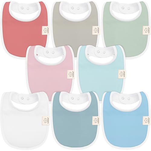 Image of 8-Pack Organic Baby Bibs for Boys, Girls - Soft Cotton Drooling and Teething Baby Bibs, Baby Girl Bibs, Baby Boy Bibs, Baby Drool Bibs for Baby Girl, Boy, Newborn Infant Bibs (Spring)