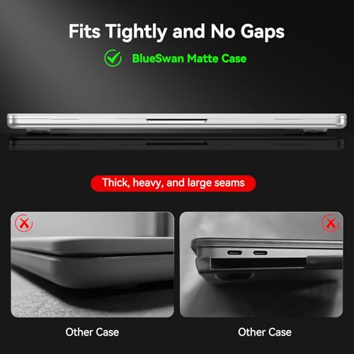 Image of BlueSwan for MacBook Air 13 inch Case, M5-M2 2026-2022 A3240 A3113, 100% Match Official Color, Scratch Resistant, Easy to Snap on, Hard Shell Protective Laptop Cover- Black