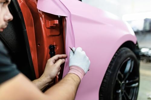 Image of WISDOM Light Pink Vinyl Car Wrap Air Release, Self Adhesive, Vehicle wrap Sheet for Automotive Bike DIY Exterior Interior Decoration (BUBBLGUM Pink, 20 Inch X 8 Feet)