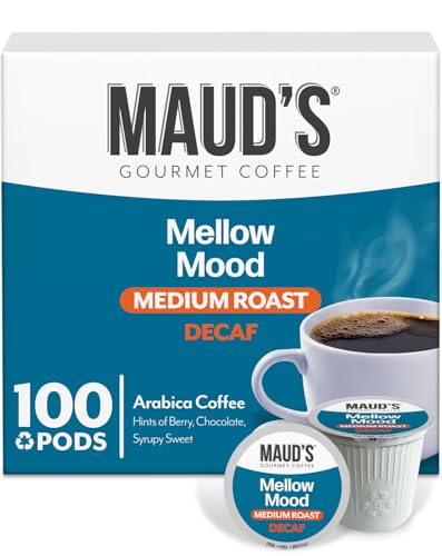 Maud's Decaf Medium Roast Coffee Pods, 100 ct, Decaffeinated Single Serve Pods – 100% Arabica Coffee, Compatible with Keurig K Cups Maker