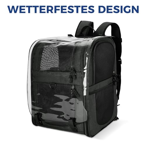 apollo walker Erweiterbar Katzenrucksack Hunderucksack Haustier Rucksäcke Haustier Tragetasche für Hunde und Katzen weich, faltbar Schwarz