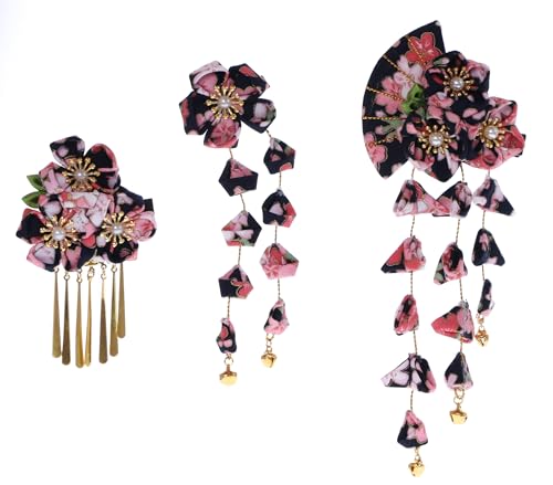 Pinces à cheveux en forme d'éventail Sakura pour soirées, mariages et cosplay