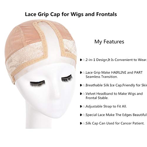 Gripcap en dentelle velours beige pour perruques et frontaux
