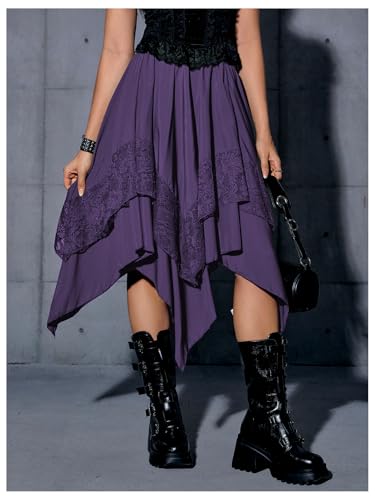 Verdusa Women's Renaissance Flowy Fairy Skirt Y2k Contrast Lace Layered Asymmetrical Midi Skirts - Image 6