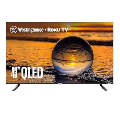 Westinghouse Edgeless QLED Roku TV - 43 Inch Smart Television, 4K UHD w/HDR 10+, Dolby Vision, Wi-Fi & Mobile App Connectivity, Flat Screen Compatible w/Apple Home Kit, Alexa, & Google Assistant