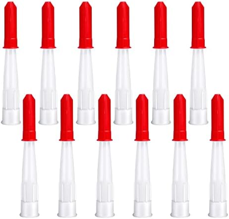 12 Pieces Spare Silicone Sealant Nozzles, Silicone Tube Nozzle Sealant Caulk Caps Resealable Silicone Cartridge Nozzles with 12 Pcs Red Nozzle Caps for Bathroom Kitchen Finishing Sealing