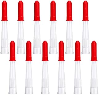 12 Pieces Spare Silicone Sealant Nozzles, Silicone Tube Nozzle Sealant Caulk Caps Resealable Silicone Cartridge Nozzles with 12 Pcs Red Nozzle Caps for Bathroom Kitchen Finishing Sealing