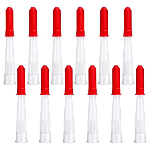 12 Pieces Spare Silicone Sealant Nozzles, Silicone Tube Nozzle Sealant Caulk Caps Resealable Silicone Cartridge Nozzles with 12 Pcs Red Nozzle Caps for Bathroom Kitchen Finishing Sealing Cover