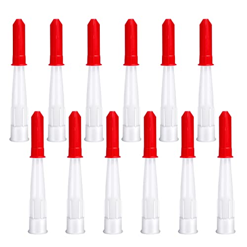 12 Pieces Spare Silicone Sealant Nozzles Silicone Tube Nozzles Resealable Sealant Nozzle with 12 Pcs Red Caulk Cap Covers for Bathroom Kitchen Finishing Sealing