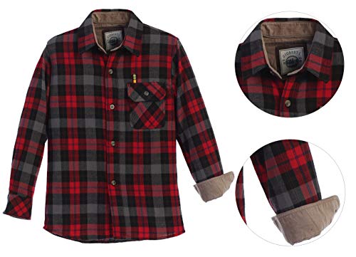 Gioberti Boy's Flannel Shirt, Black/Red/Blue Hightlight, Size 8 #TOP4