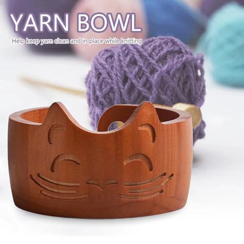Image of Wood Yarn Bowl, Yarn Bowls for Crochet, Yarn Knitting Bowl, Crochet Yarn Holder Bowl, 6.7inch Yarn Knitting Bowl for Storage Yarn, Wool, String or Crochet #001